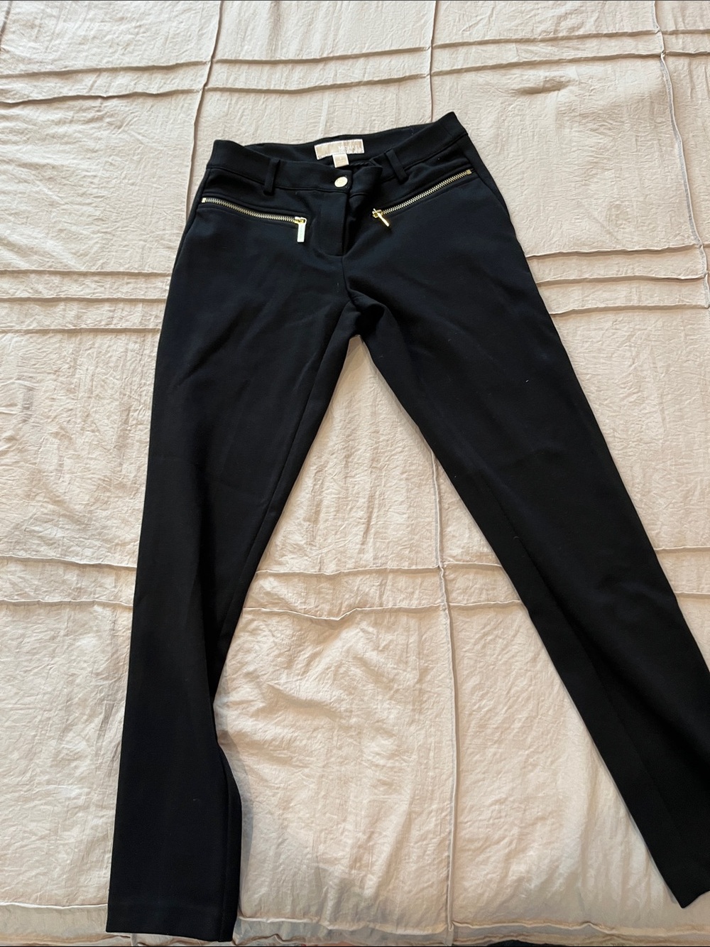 MICHAEL Michael Kors Black Skinny Jeans with Gold Zips
